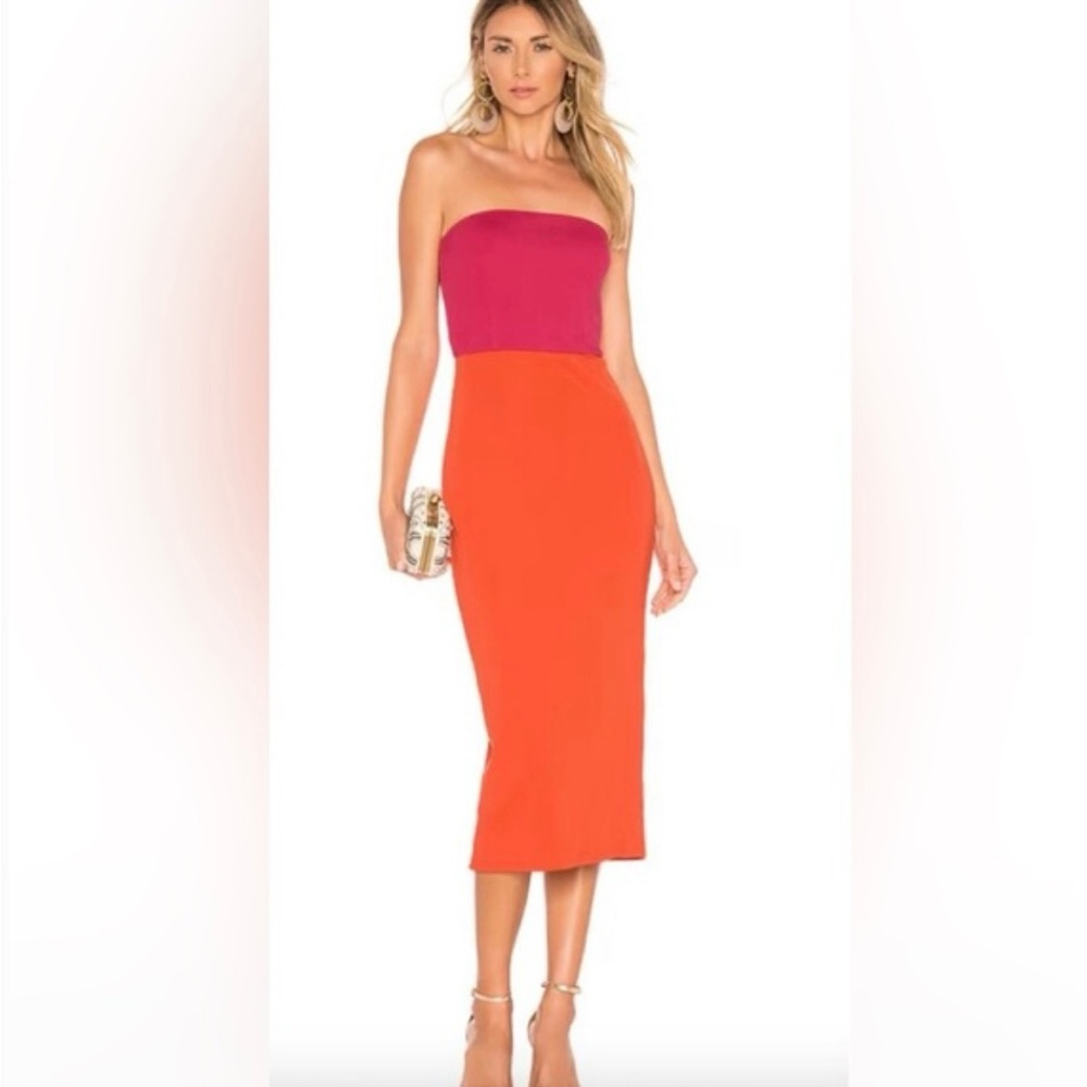 NBD Strapless Pink and Orange Dress